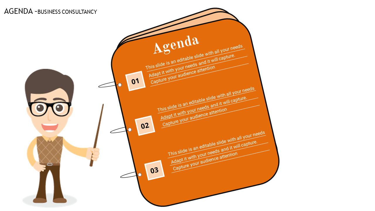 Free - orange color powerpoint agenda slide template